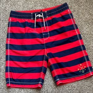 GAP Kids Boys Navy and Red Striped Swim Trunks, Size xxl, 14/16